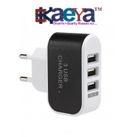 OkaeYa- 3 Ports USB Universal Travel Wall Charging Adapter For All Android/Iphone Devices (Black, Color May Vary)